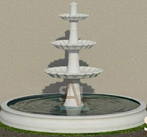 White Marble Fountain with Water